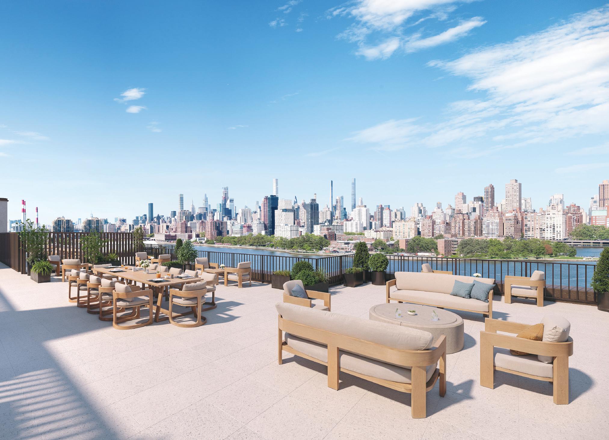 NuSun Vernon Rooftop Terrace with Manhattan skyline views
